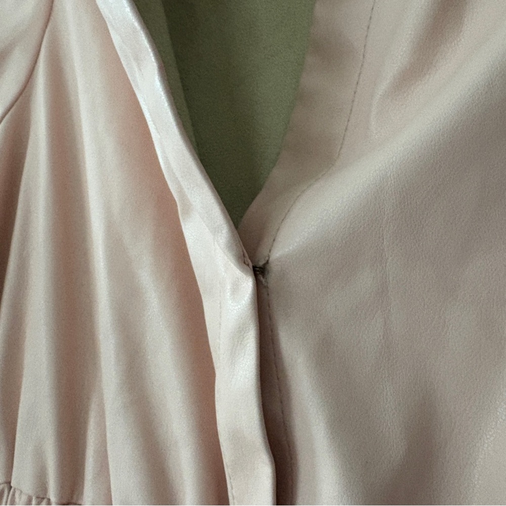 Anthropologie Dress The Somerset Vegan Leather Mini Size Small Pink Fit & Flare - Picture 5 of 11